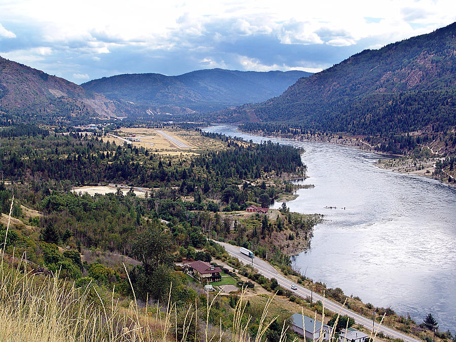 Mountain Mixed Media - Columbia River at Trail BC by Janet Ashworth
