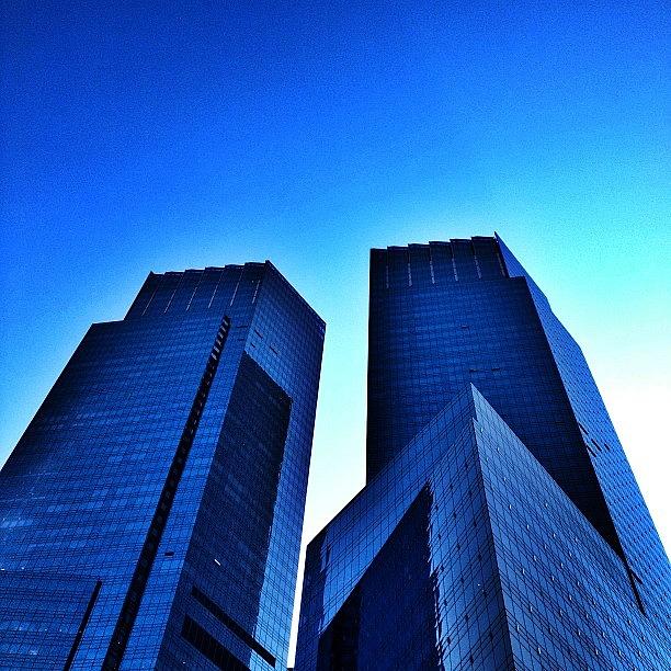 New York City Photograph - Columbus Circle, Nyc. Blue Buildings by Rob Schlederer