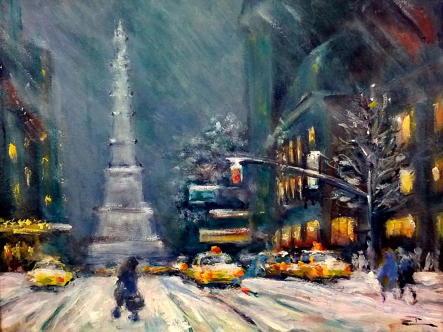 Columbus Circle Nyc Painting by Philip Corley