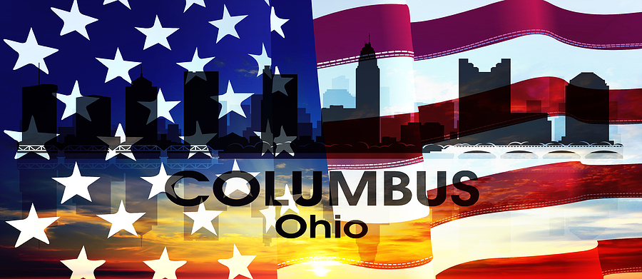 Columbus OH Patriotic Large Cityscape Mixed Media by Angelina Tamez