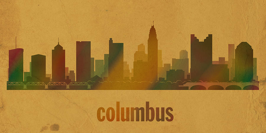 Columbus Mixed Media - Columbus Ohio City Skyline Watercolor On Parchment by Design Turnpike