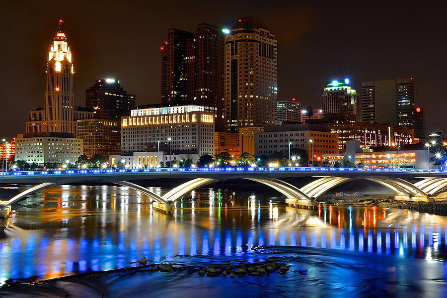 Columbus Photograph - Columbus Ohio Late at Night by Frozen in Time Fine Art Photography