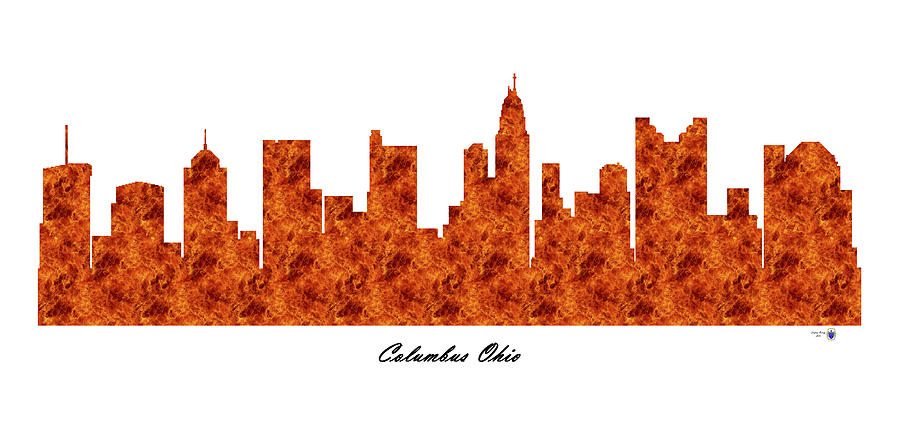 Columbus Ohio Raging Fire Skyline Digital Art by Gregory Murray