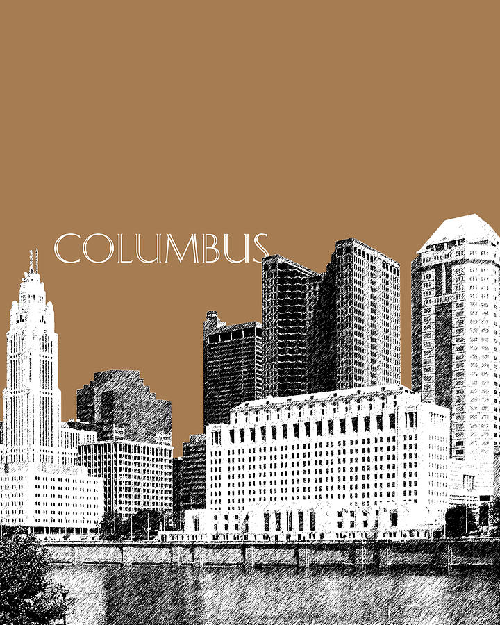 Columbus Skyline - Brown Digital Art by DB Artist
