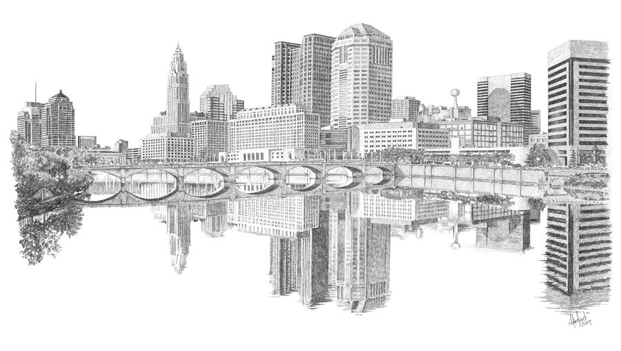 Columbus Skyline Drawing by Andrew Aagard Fine Art America