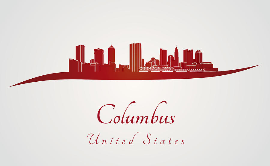 Columbus skyline in red Digital Art by Pablo Romero