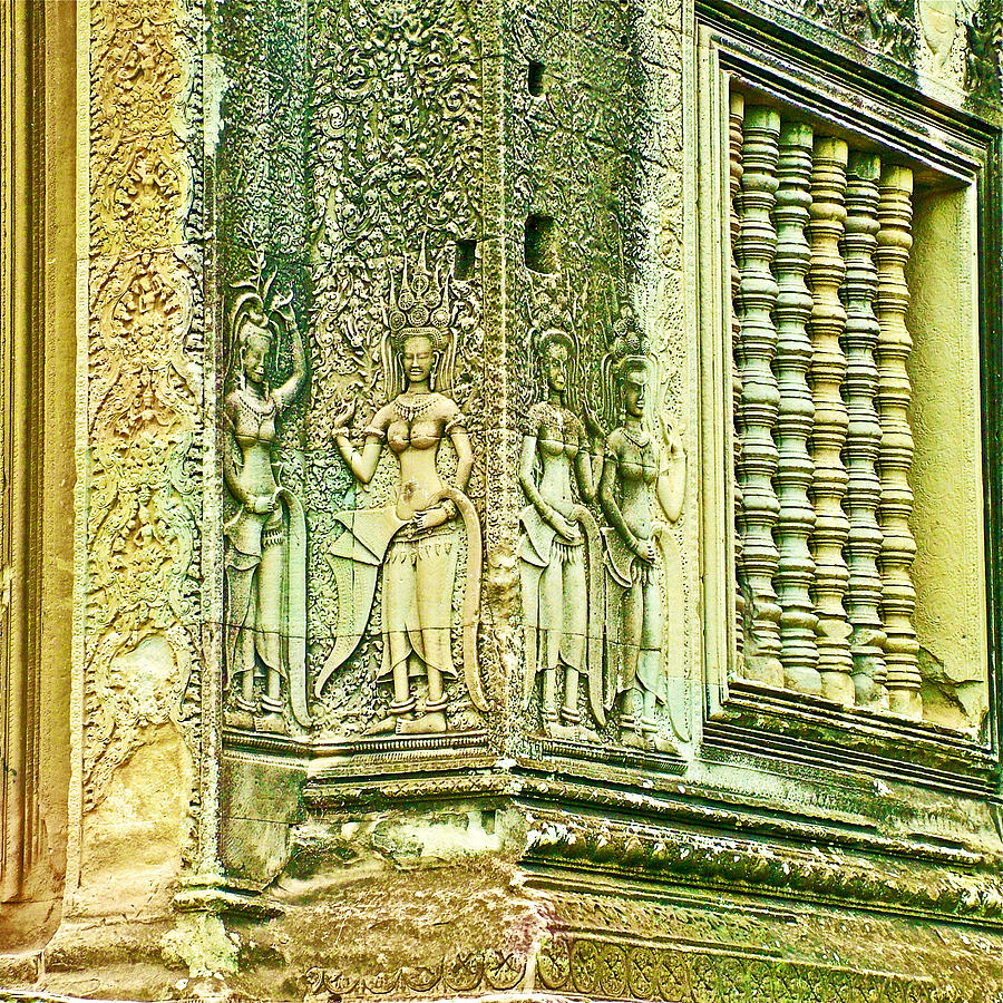 Columns and Hindu Devatas at Angkor Wat in Angkor Wat Archeological Park near Siem Reap-Cambodia Photograph by Ruth Hager