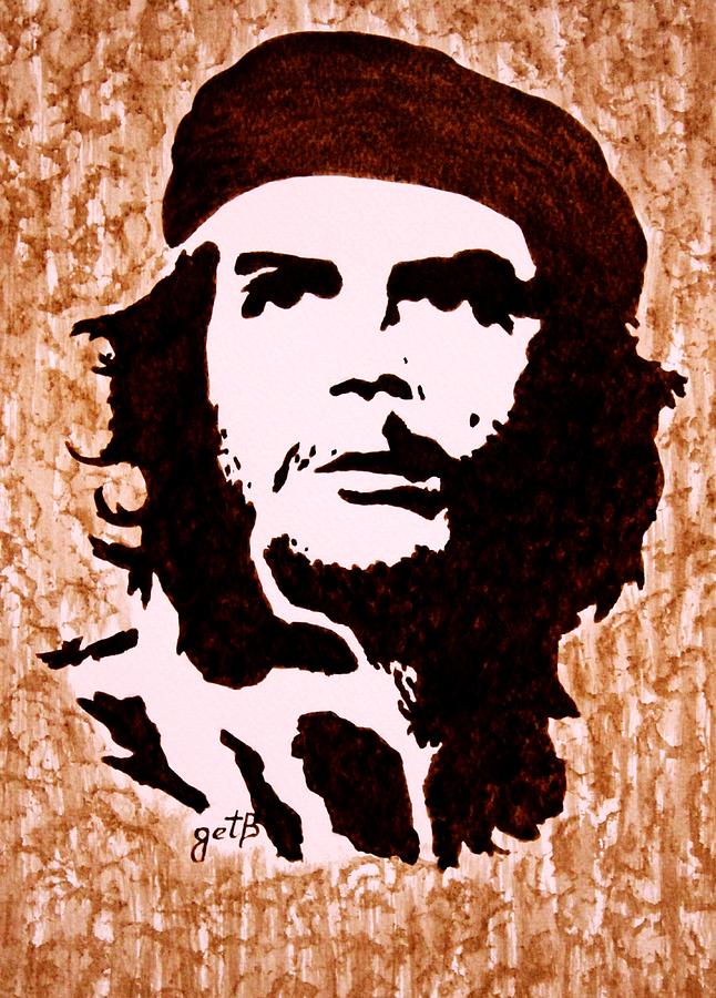 Comandante Che Guevara original coffee painting Painting by Georgeta Blanaru