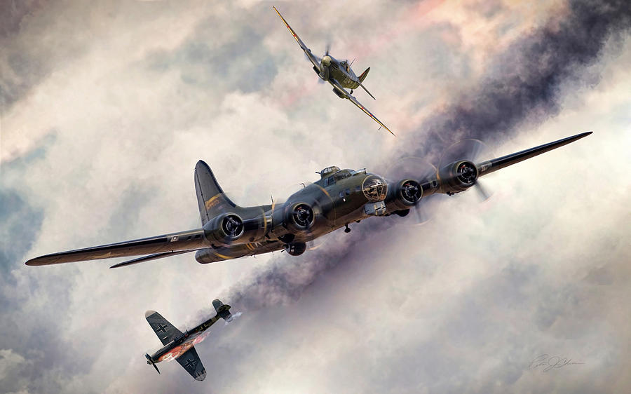Vintage Digital Art - Combat Skies by Peter Chilelli