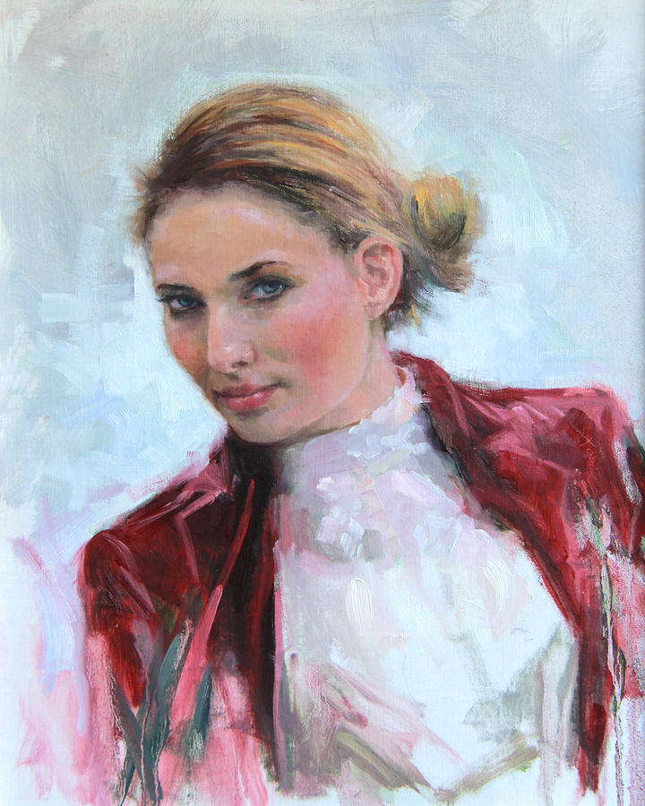 Come a Little Closer young woman portrait Painting by Talya Johnson