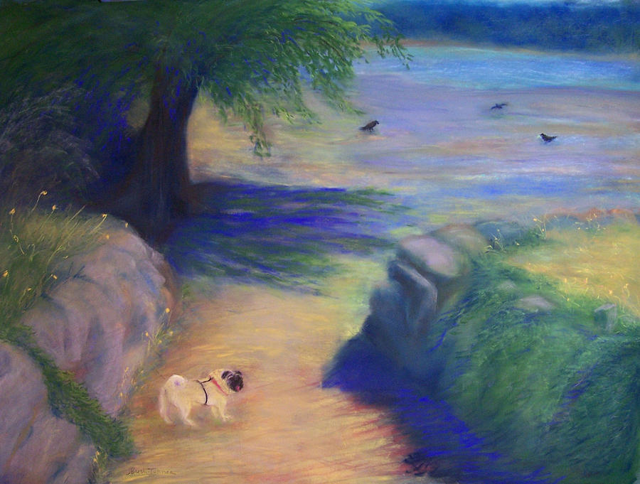 Come On - Lets Go for a Walk Pastel by Jackie Bush-Turner