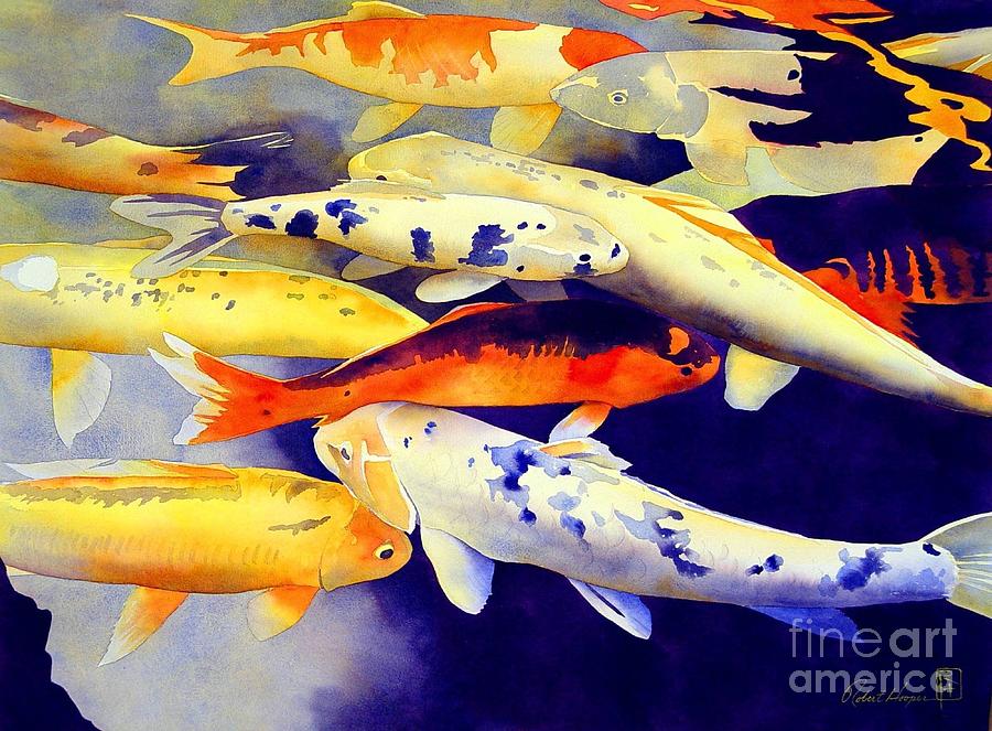 Koi Painting - Come Together by Robert Hooper