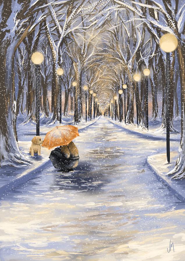 Christmas Painting - Come with me by Veronica Minozzi
