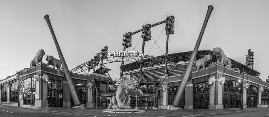 Detroit Tigers Photograph - Comerica Park Black and White by John McGraw