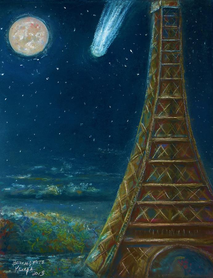 Comet ISON - 2013 Eiffel Tower Painting by Bernadette Krupa