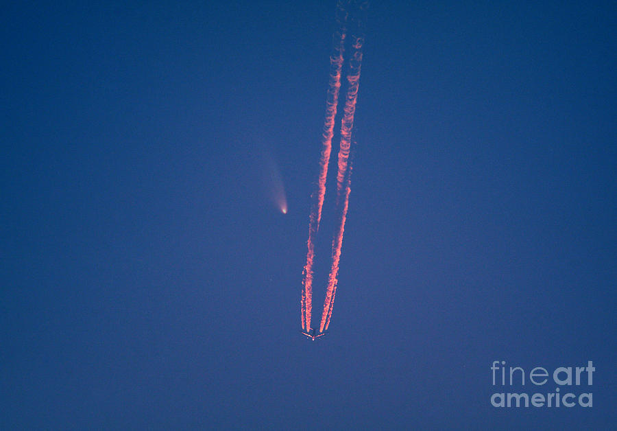 Comet Panstarrs And Airplane Photograph by John Chumack
