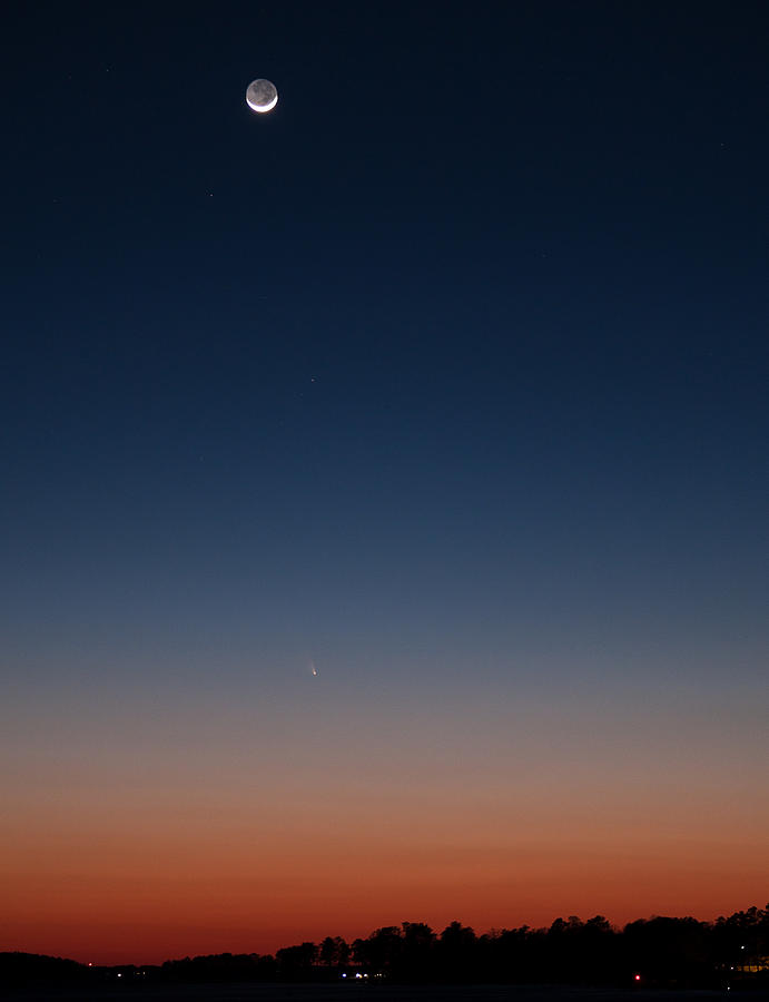 Comet PanStarrs and Crescent Moon - 2 Photograph by Charles Hite