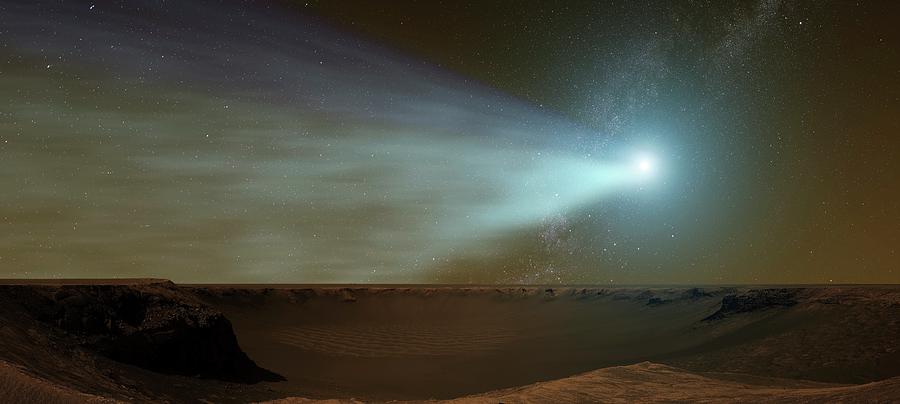 Comet Siding Spring From Mars Photograph by Nasa/goddard Space Flight Center Conceptual Image Lab/svs
