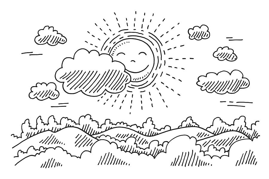 Comforable Sun Calm Landscape Drawing Drawing by FrankRamspott