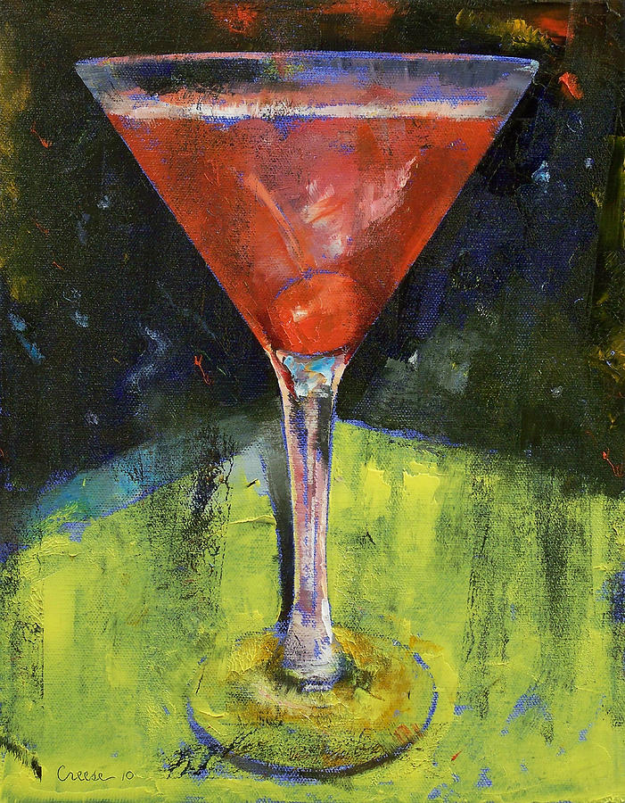 Martini Painting - Comfortable Cherry Martini by Michael Creese