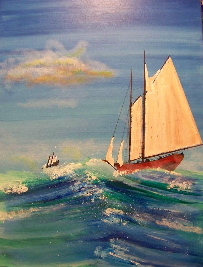 Rough Water Painting - Coming Home by Rich Mason