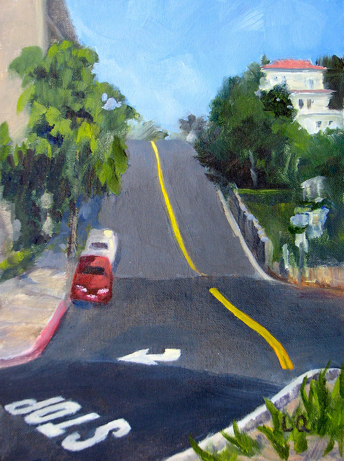 Streetscape Painting - Coming or Going by Lori Quarton