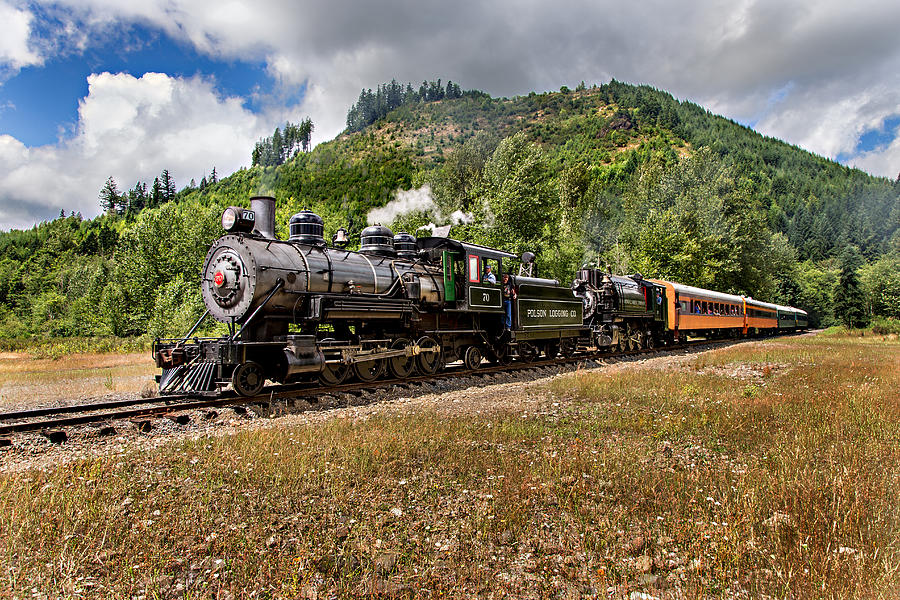 Train Photograph - Coming Round the Mountain by Mary Jo Allen