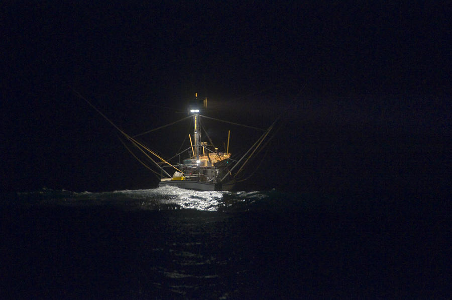 Commercial Crabbing Boat In The Black Of Night Photograph by Scott Lenhart  - Pixels