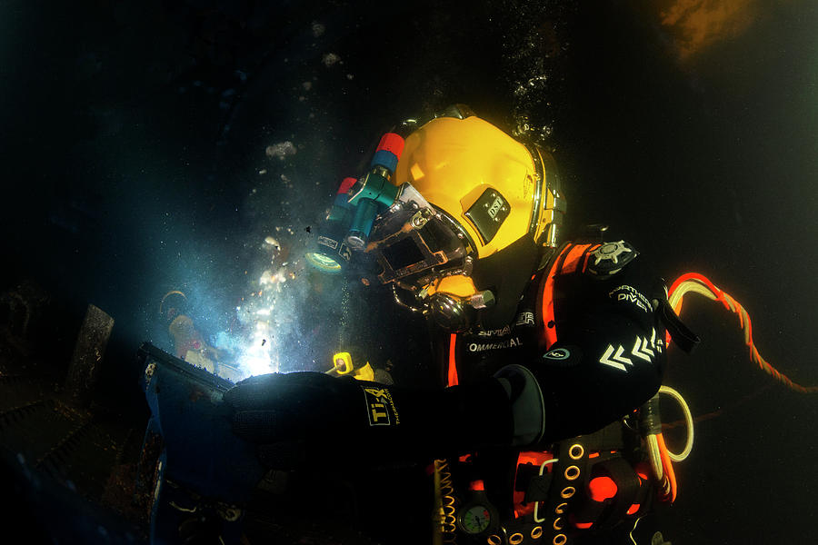 Device Photograph - Commercial Diver Welding by Louise Murray