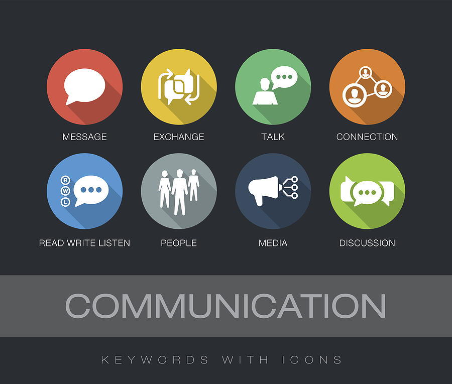 Communication keywords with icons Drawing by Enisaksoy