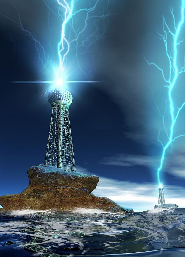Communications Tower With Lightning Photograph by Victor Habbick Visions