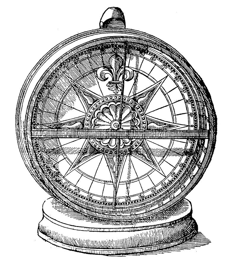 Compass, 1600 Painting by Granger