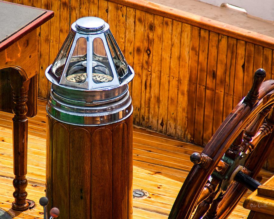 Compass and Bright Work Old Sailboat Photograph by Bob Orsillo