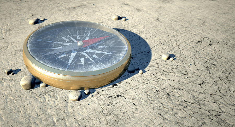 Device Digital Art - Compass In The Desert by Allan Swart