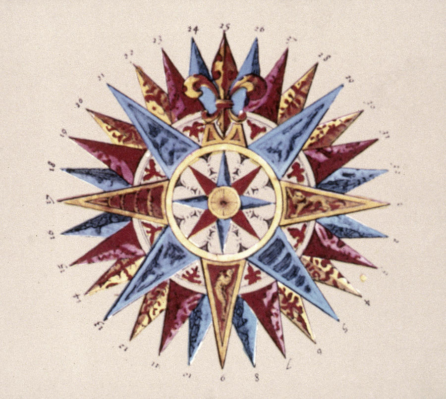 Compass Rose, C1645 Painting by Jan Blaeu