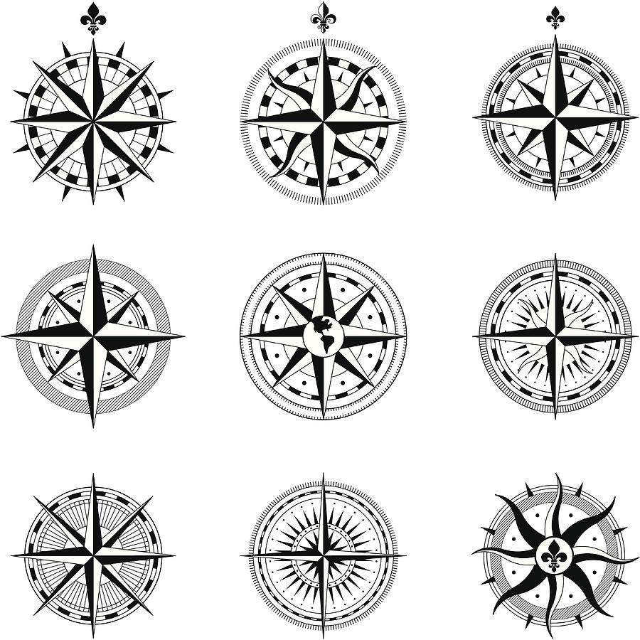 Compass Rose Drawing by Roccomontoya