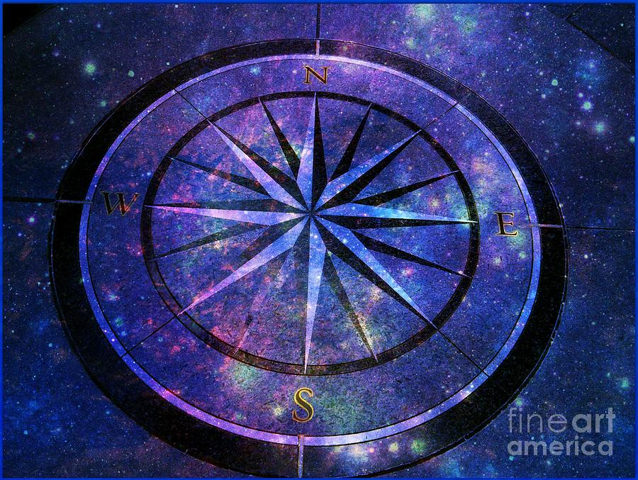 Compass with a Galaxy Photograph by Kelly Awad