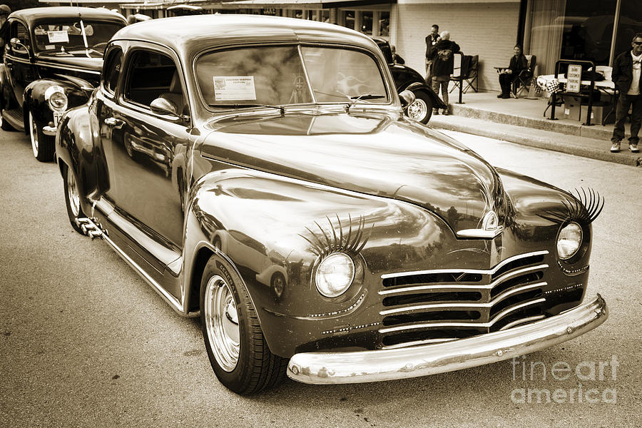 Complete 1948 Plymouth Classic Car in black and white sepia 3387 Photograph by M K Miller