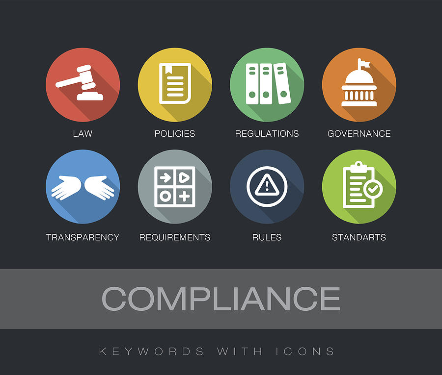 Compliance keywords with icons Drawing by Enisaksoy