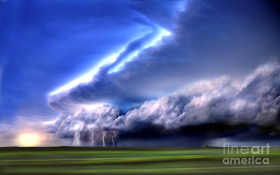 Composite Of Lightning On The Horizon Photograph by Mike Agliolo