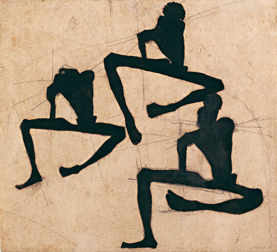 Composition with Three Male Nudes Drawing by Egon Schiele