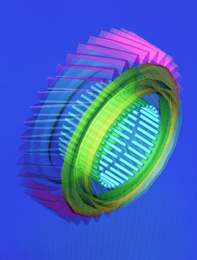 Computer-aided Design Of A Gear With Bearings Photograph by Maximilian Stock Ltd/science Photo Library