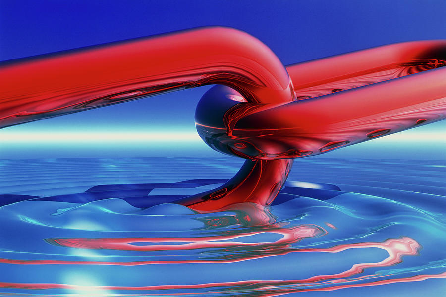 Computer Artwork Of A Chain In Water Photograph by Alfred Pasieka/science Photo Library