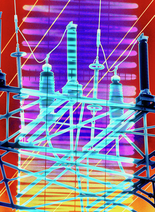 Computer Artwork Of High-voltage Power Lines Photograph by Alfred Pasieka/science Photo Library