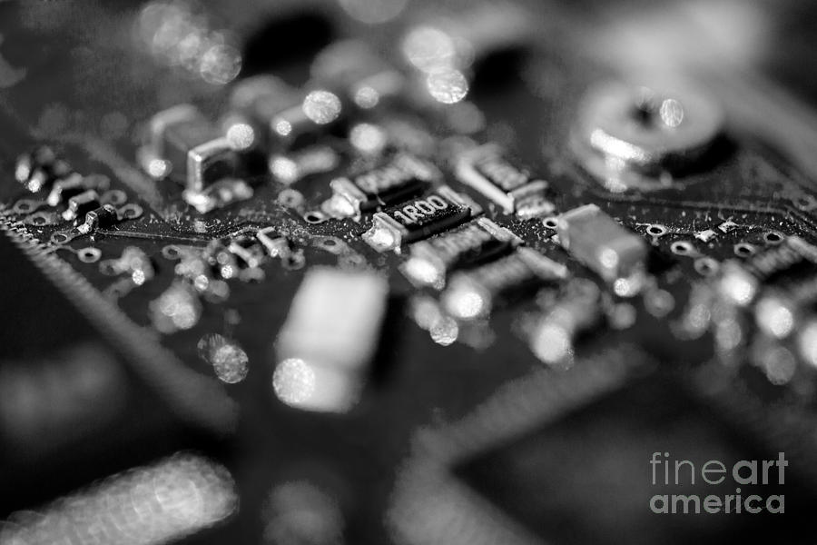 Black And White Photograph - Computer Board Black and White by Iris Richardson