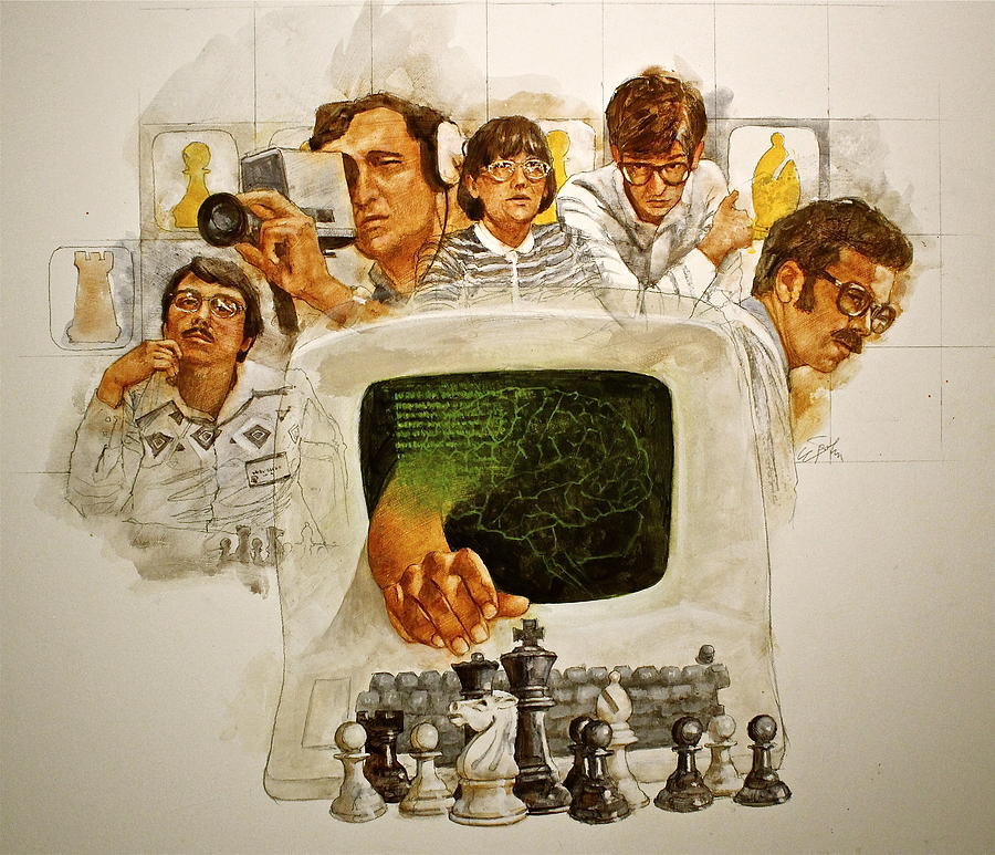 Computer Chess - a film  Painting by Cliff Spohn