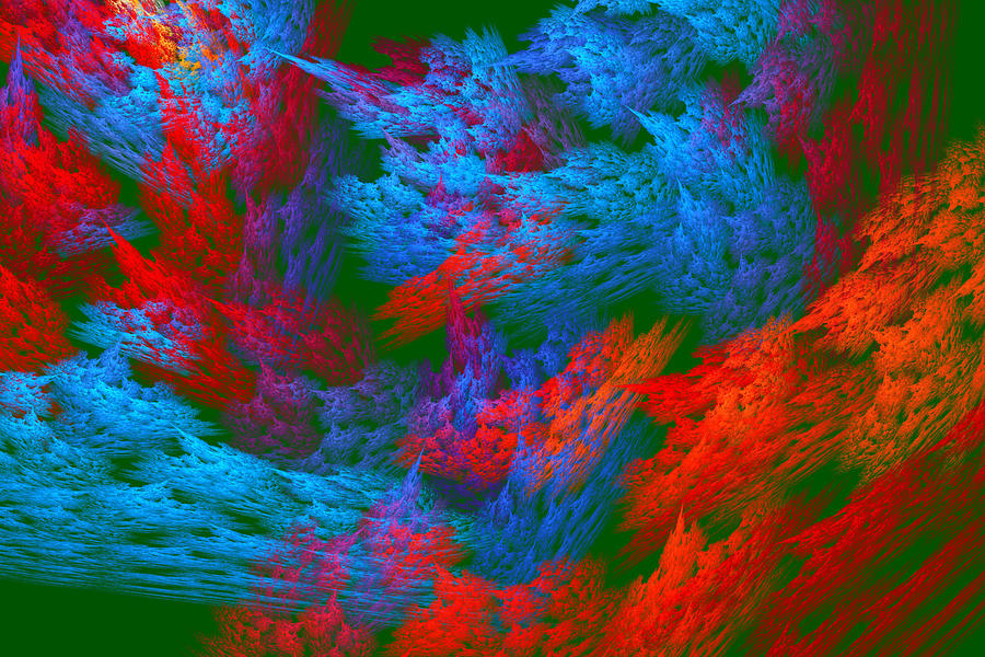 Abstract Photograph - Computer Generated Abstract Red And Green Fractal Flame by Keith Webber Jr