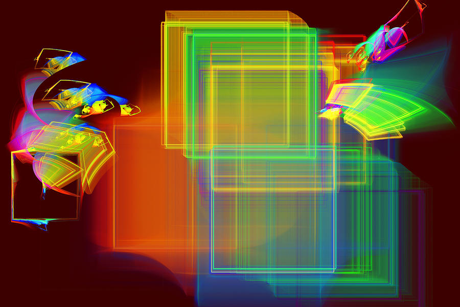 Abstract Photograph - Computer Generated Abstract Squares Fractal Flame by Keith Webber Jr