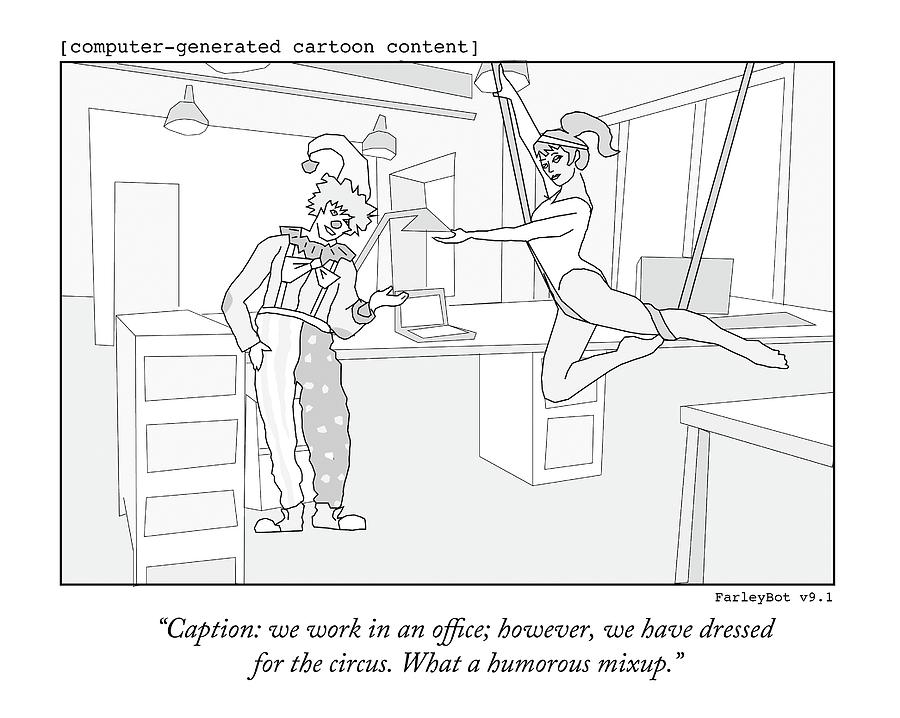 Computer-generated Cartoon Content  -  Two Circus Drawing by Farley Katz