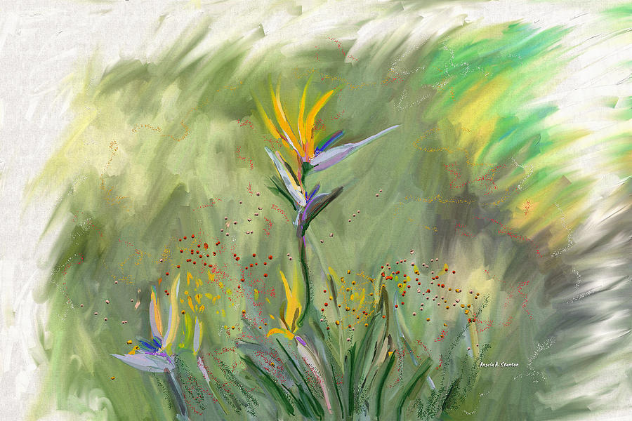 Computer Generated Image Of Flowers Painting by Angela A Stanton